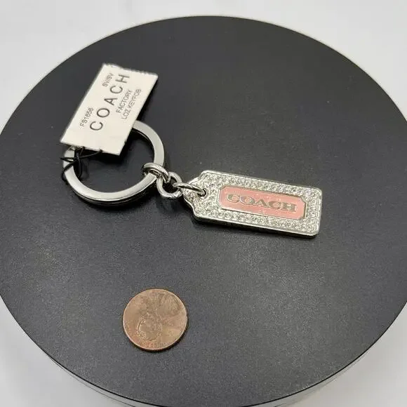 COACH LOZ Pave Lanyard Diamond Pink Enamel Keychain FOB 
Purse‎ Charm Tag New - Picture 2 of 8